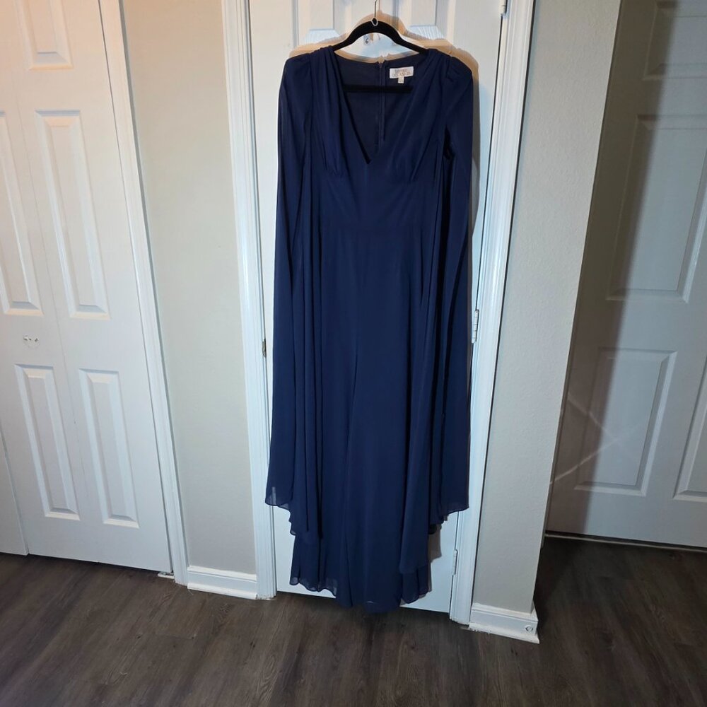 Boohoo Occasion cap royal blue chiffon sleeveless dress size 8